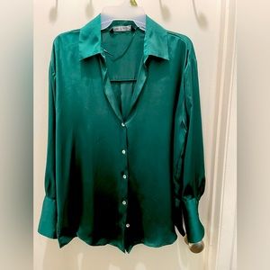Green satin shirt